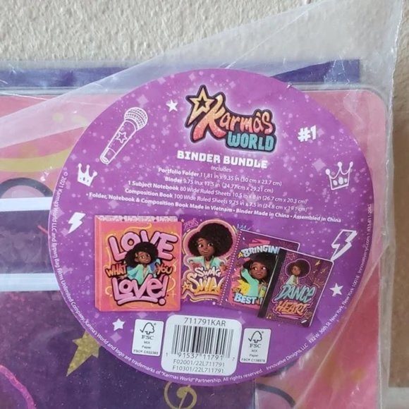 Girls Karma's World  4pc Binder Notebooks Spiral Folder Paper School Set NWT - Picture 3 of 4